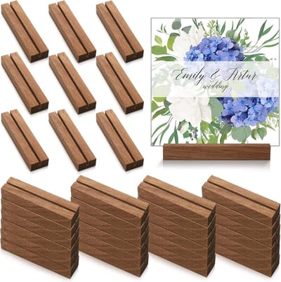 Houten Kaarthouders - Naamhouders Tafeldecoratie - Feestelijke Tafelsetting - Natuurlijk Houten Materiaal - 45 x 11 x 06 Inch
