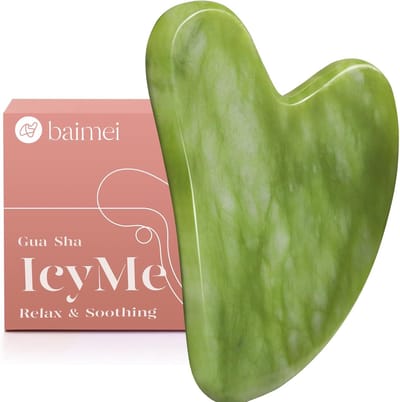 SnelShoppen - Gua Sha Tool voor Gezicht en Ogen, Natuurlijk Jade Steen, Hartvormig, Soothing Skin, Perfect als Cadeau voor Vrouwen, Familie en Vriende