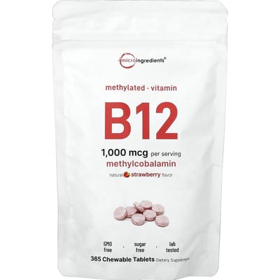Micro Ingrediënten, Vitamine B12, Natuurlijke Aardbeiensmaak, 1.000 mcg, 365 Kauwtabletten