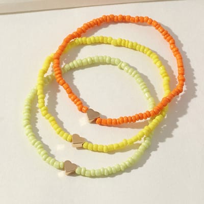 Jomide Enkelbandjes - Kralen - Geel/Lichtgeel/Oranje - 3 stuks
