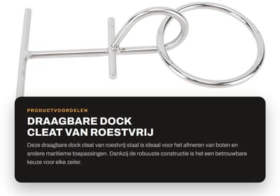 Dailygoods- Dock Cleat Draagbaar - Roestvrij Staal 304 - Marine Grade - Voor Spatborden/Bumpers - Eenvoudige Bediening - Geschikt voor Grote Boten - Afmeerklem