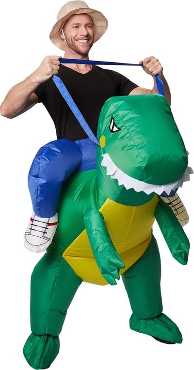 dressforfun - Zelfopblaasbaar berijdbaar kostuum dinosaurus - verkleedkleding kostuum halloween verkleden feestkleding carnavalskleding carnaval feestkledij partykleding - 301323