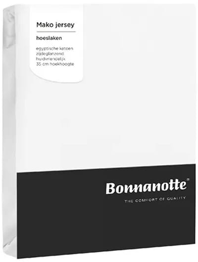 Bonnanotte Mako Jersey OFF WIT Hoeslaken | 100% Egyptisch katoen | 140/160 x 200/220 cm | Voor hoge matrassen