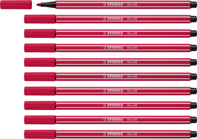 STABILO Pen 68 - Premium Viltstift - Donkerrood - Doos 10 stuks