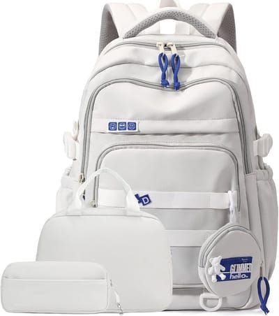 YAGXIG Kinderrugzakset - Schooltas voor leerlingen - Rugzak - Waterdichte stof - Geschikt voor meisjes, middelbare scholieren en basisschoolleerlingen - Stijlvol en mooi - Geschikt voor zowel jongens als meisjes - Grijs