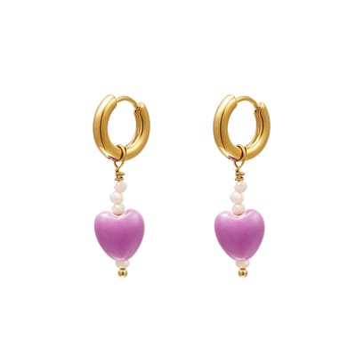 Colourful heart earrings- lila- hart