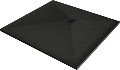 Mexen Stone+ vierkante composiet douchebak 70 x 70 , zwart, zwarte afdekking - 44707070-B