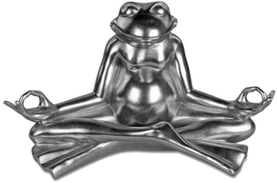 Kikker - Yoga- Polyserin - Zilver - 34 x19x21cm - Beeld - Decoratie