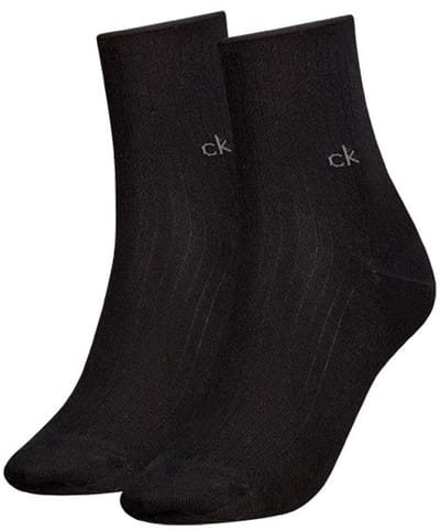 Calvin Klein dames 2P halfhoge sokken roll top zwart