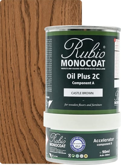 Rubio Monocoat Oil Plus 2C - Ecologische Houtolie in 1 Laag voor Binnenshuis - Castle Brown, 390 ml (15 m²)