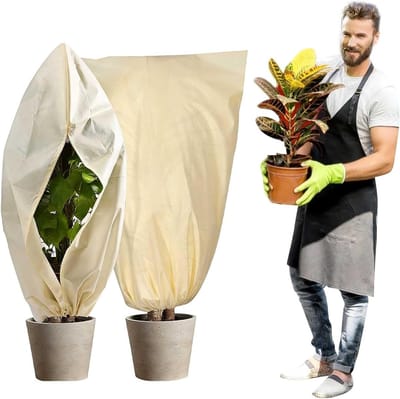 Herbruikbare Plantenzak voor de Winterbescherming - 60 x 80 cm - Vorstbescherming voor Bomen, Palmen en Balkonplanten - Ademend, Bescherming tegen Kou, Hagel en Wind