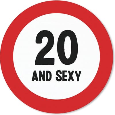 Muismat rond 20x20 cm - Mousepad Jubileum - 20 Jaar verjaardag - Rood - Wit - Ronde muismatten