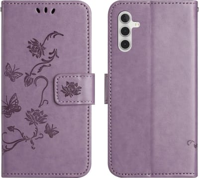 Coverup Hoesje - Geschikt voor Samsung Galaxy A17 / A26 Hoesje - Coverup Bloemen & Vlinders Book Case - Lila