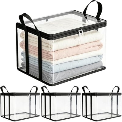 Opbergzakken Kleding - Opbergboxen Rits - Thuis Organiseren - Scheurbestendig PVC - 4 Delig - Zwart
