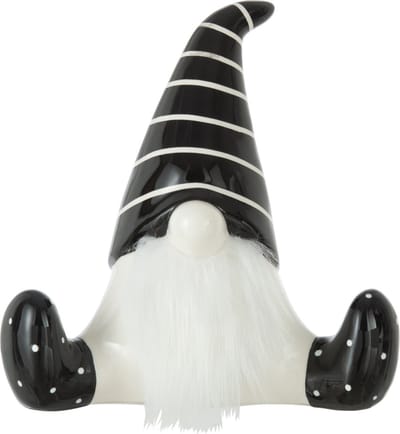J-Line figuur Kerstman Zittend - keramiek - zwart/wit - medium