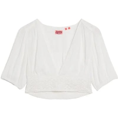 T-shirt met kantaccent voor dames Superdry Ibiza