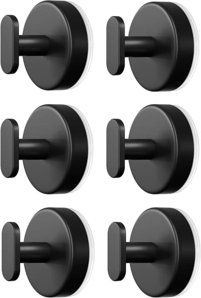 Extra sterke zuignap haken voor badkamer en keuken: 15LB haken voor handdoeken, sponzen en jassen - Zwart, set van 6