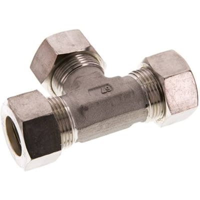 22L RVS T-stuk Knelfitting 160 Bar DIN 2353 - FL3T-O-ST-22-L