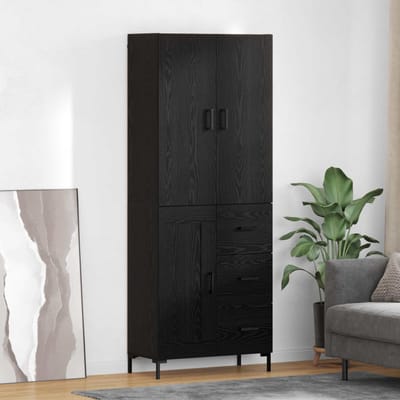 vidaXL Highboard Zwart Eiken 69,5 x 34 x 180 cm Bewerkt hout