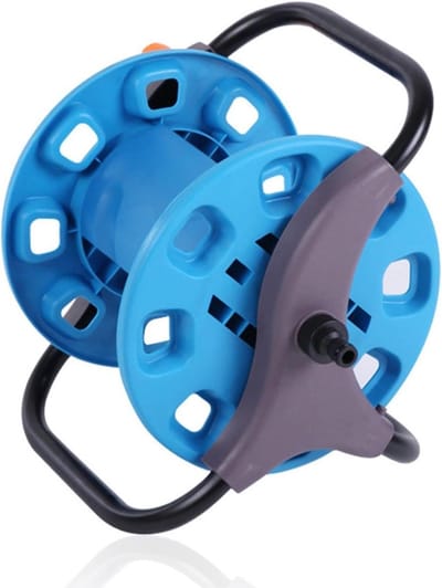 Draagbare Slanghaspel - Tuinslanghouder Wieltjes - Tuin Water Geven - Hoge Duurzaamheid Aluminium - 25m Slang Capaciteit - Grijs