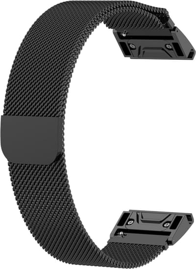 Milanees bandje - geschikt voor Garmin Fenix 3 / 5X / 5X Plus / 6X / 6X Pro / 7X / 7X Pro / 8 (51 mm) / Quatix 3 / 6X / Tactix (7) / Enduro (2) / Descent Mk1 / Mk2(i) / Mk3i 51 mm / D2 / Delta PX / Mach 1 Pro / Epix Pro Gen 2 51 mm - zwart