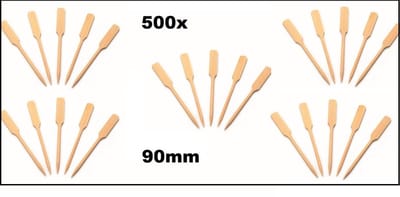 500x Luxe cocktailprikker Bamboe 90mm naturel - prikkers kaasblokje hout cocktail borrel tapas snack prikker