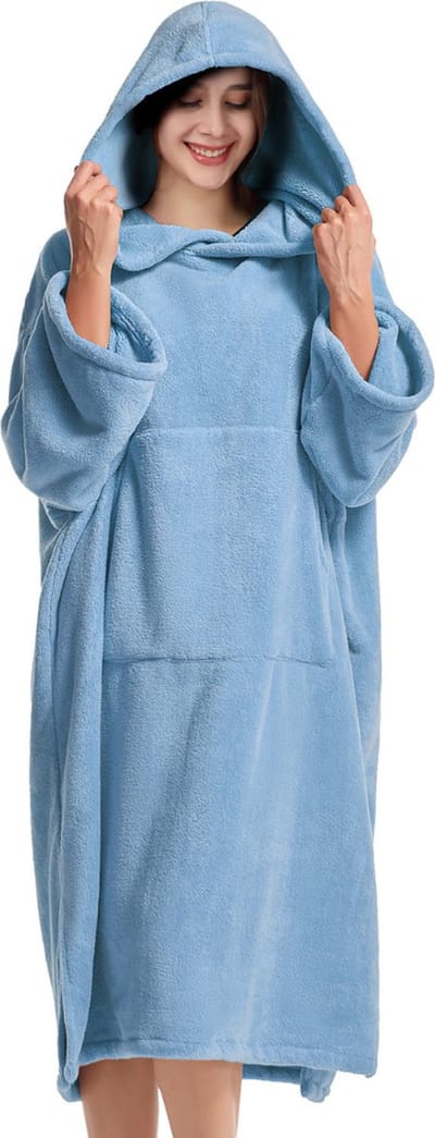 Bovista Omkleed Handdoek - Surf Poncho - Volwassenen - Dames & Heren - Zacht - Blauw