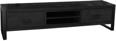 TV meubel industrieel mangohout Avelyn zwart 180cm tv kast duurzaam mango massief hout tv-meubel