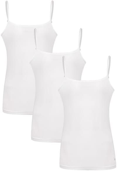 Undiemeister Hemd Dames 3-Pack Smalle Bandjes Platte Naden Tencel Camisole - Chalk White (Wit) - Maat S