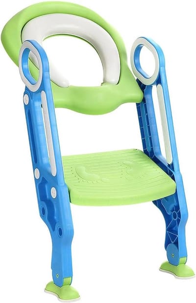 Zindelijkheidstrainer Stoel - Kinder Potty - Zelfstandig naar toilet - Opvouwbaar en verstelbaar - Tot 75kg belastbaar - Blauw groen
