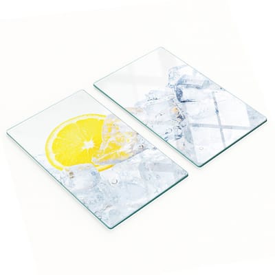 Glazen planken met decoratieve print van citroenijsblokjes, 2x30x52 cm