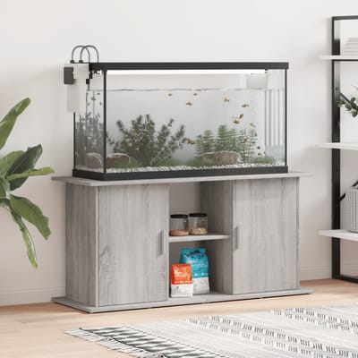 vidaXL - Aquariumstandaard - 121x41x58 - cm - bewerkt - hout - grijs - sonoma - eiken