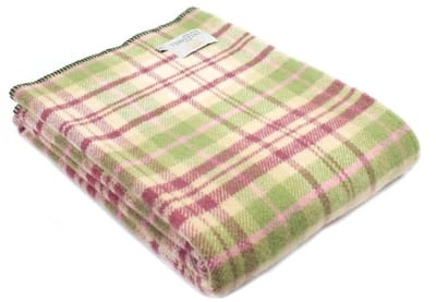 Plaid zonder franje Tartan Cottage Roze - 150x183 - Nieuw Wol - Tweedmill UK