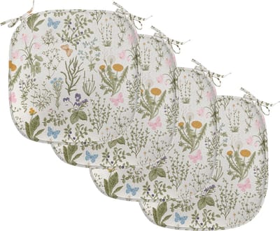 New Bed Bloemmotief Vintage tuinplanten Stoelkussen Stoelkussen Set van 4, Anti-Slip Zitting Pad, 40 cm x 40 cm