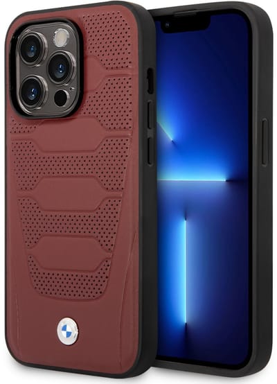 BMW Leather Seats Pattern Back Case (MagSafe Compatible) - Geschikt voor Apple iPhone 14 Pro (6.1") - Rood