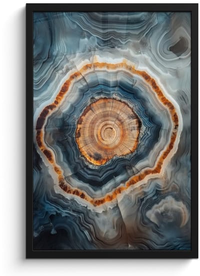 Poster in lijst - Fotolijst 40x60 cm - Posters - Cirkel - Ringen - Steen - Tinten - Posterlijst zwart - Decoratie - Wanddecoratie woonkamer - Muurdecoratie slaapkamer