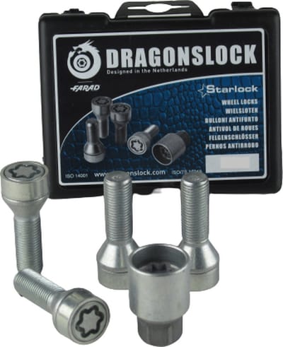 Velgenslot - Wielslot geschikt voor de Volvo V70 vanaf 09/2010 - Merk Dragonslock - Verzinkt - Kleur Grijs