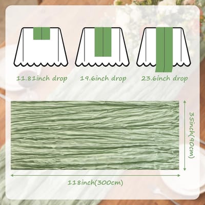 Tafel Runner - Decoratieve Stof - Feestelijke Decoratie - Natuurlijke Plooi - 90x300 cm - Groen