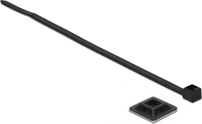 Tie-wraps 200 x 2,5mm (10 stuks) met zelfklevende houders (10 stuks) / zwart - UV resistent