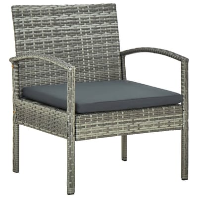 vidaXL - Tuinstoel - met - kussen - poly - rattan - grijs
