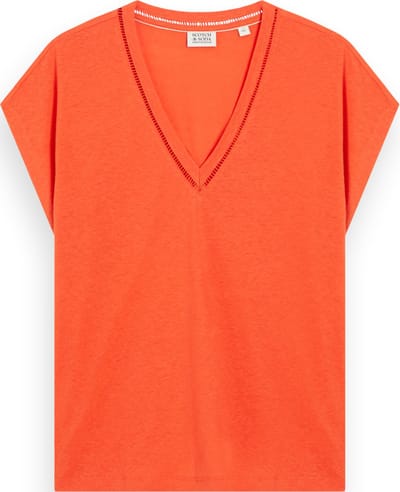 Scotch & Soda V-neck ladder detail loose fit t-shirt Dames T-shirt - Maat S