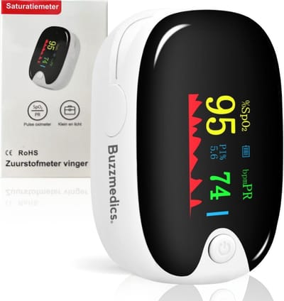 Buzzmedics - Zuurstof saturatiemeter - Realtime hartslag meting - Zuurstofmeter vinger - Saturatiemeters - Hartslagmeter - Best getest - Medische hulpmiddel - CE + FAGG gekeurd