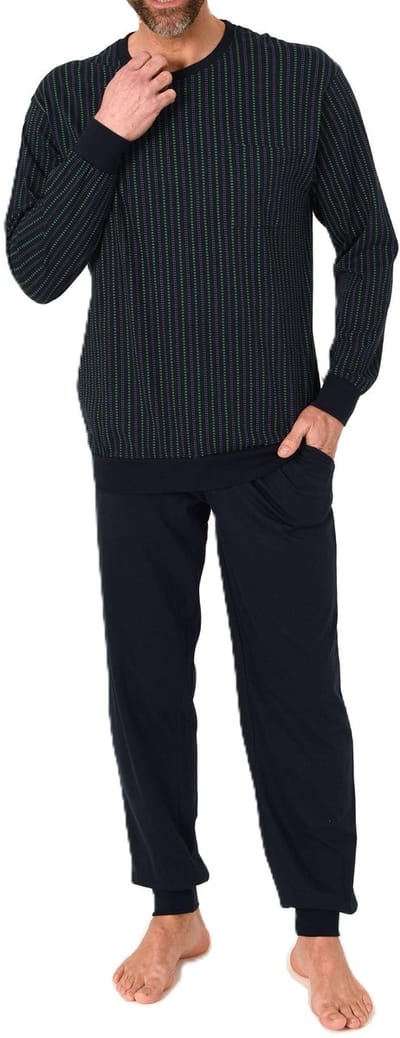 Lange Normann herenpyjama van 100% katoen in een geweldige gestreepte look