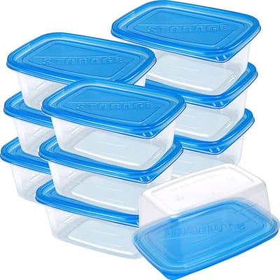Dailygoods- Voedselopslagcontainers 12 stuks - Luchtdichte Containers - Magnetron/Vriezer/Vaatwasser Bestendig - Rechthoekige Plastic Portiedoos - Hoogwaardig Kunststof - In elkaar Nestbaar - Opslagdozen