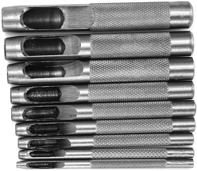 Set Professionele Rond Holle Stans Gereedschap voor Leer en Riemen - 9 Stuks