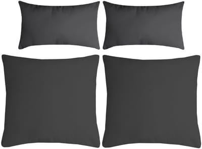 Stof Textile sierkussen Nelson - set 4x - donkergrijs - 2 formaten - bank kussens - polyester