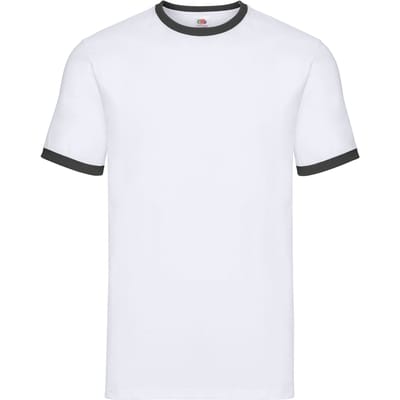 Fruit of the Loom Heren Ringer T-Shirt (Wit/zwart)