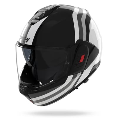 Nolan N120-1 Lineo 348 Zwart Wit Zilver Glossy Systeemhelm - Helm