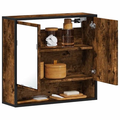 vidaXL - Badkamerspiegelkast - 65x20x60 - cm - bewerkt - hout - gerookt - eikenkleur