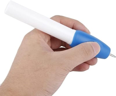 Graveerpen Elektrisch - Snijmachine Graveer - Huisdierlabels Personaliseren - Veilige Bediening Knop - 175 cm Lengte - Blauw Wit